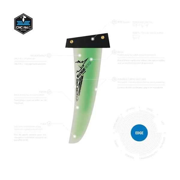 Aileron Windsurf SELECT Edge G10 Tuttle Box - Freeride Slalom performant