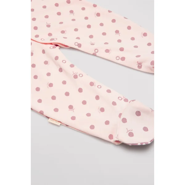 Barboteuse bébé manches longues volants et pois roses