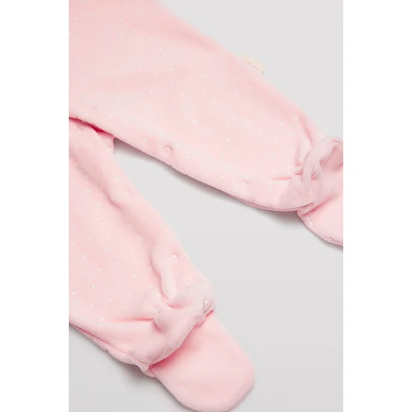 Barboteuse bébé rose à manches longues et volants