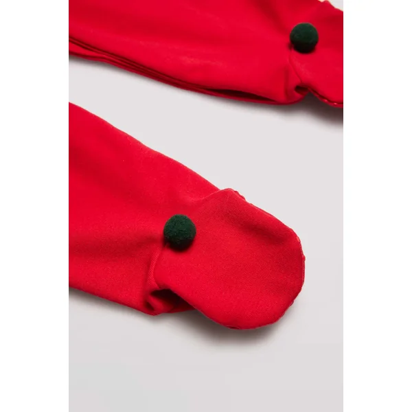 Barboteuse bébé rouge à manches longues imprimé Noël