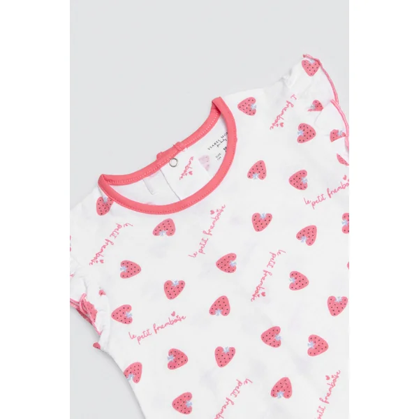 Barboteuse courte bébé Framboise