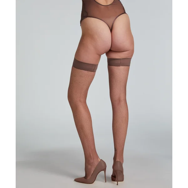 Bas Autofixants Fishnet Arabella - Marron