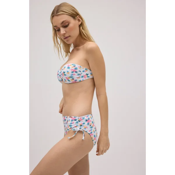 Bas de bikini amincissant midi fleuri micropiqué