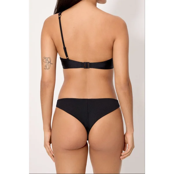 Bas de bikini brésilien noir à col en v