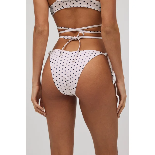 Bas de bikini brésilien noué à pois blanc