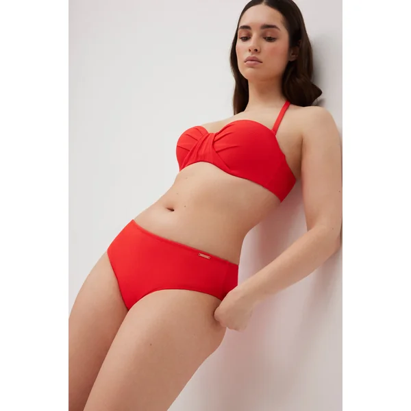 Bas de bikini galbant piqué corail