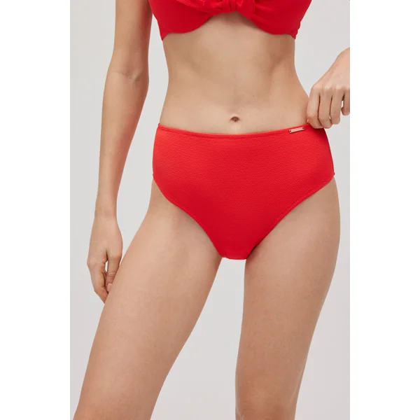 Bas de bikini galbant piqué corail
