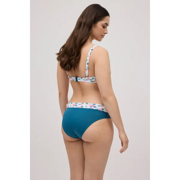 Bas de bikini midi fleuri en micropiqué