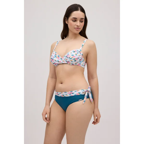 Bas de bikini midi fleuri en micropiqué