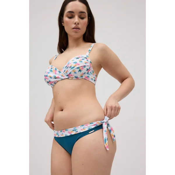 Bas de bikini midi fleuri en micropiqué