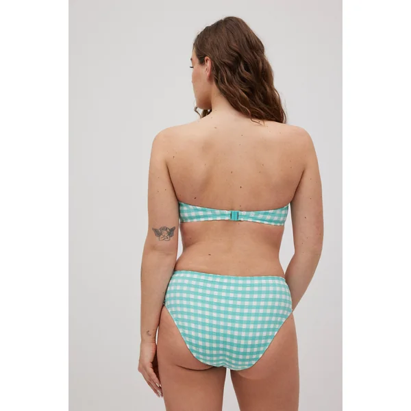 Bas de bikini midi vichy texturé bleu clair