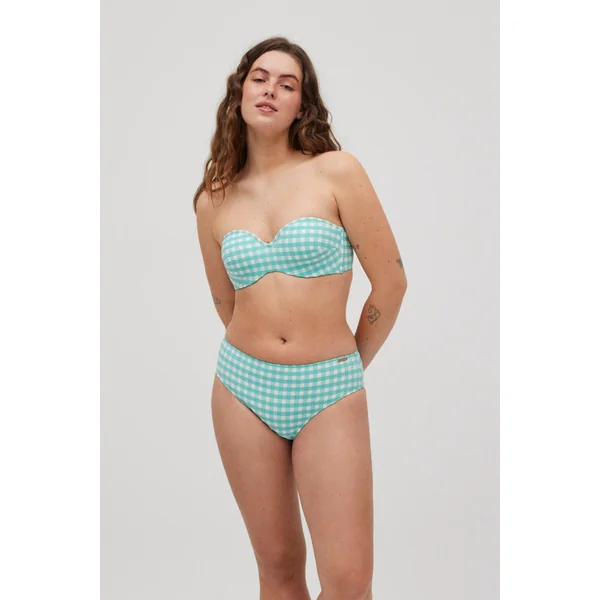 Bas de bikini midi vichy texturé bleu clair
