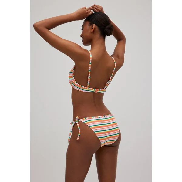 Bas de bikini noué imprimé rayures micropiqué