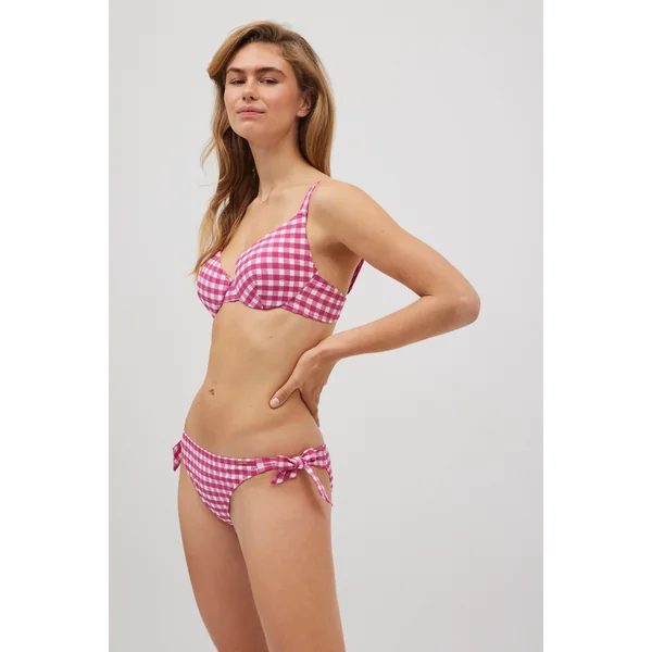 Bas de bikini noué vichy texture rose