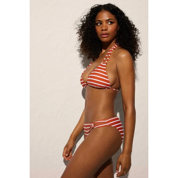 Bas de bikini style mini imprimé rayures orange