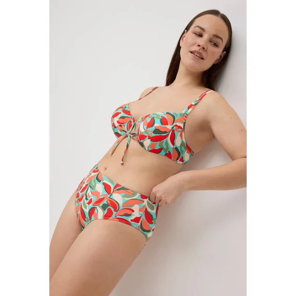 Bas de maillot de bain haute réduction en micropiqué imprimé tropical