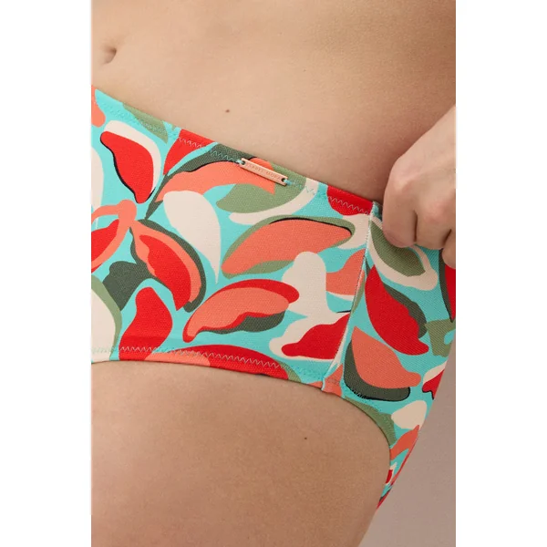 Bas de maillot de bain haute réduction en micropiqué imprimé tropical
