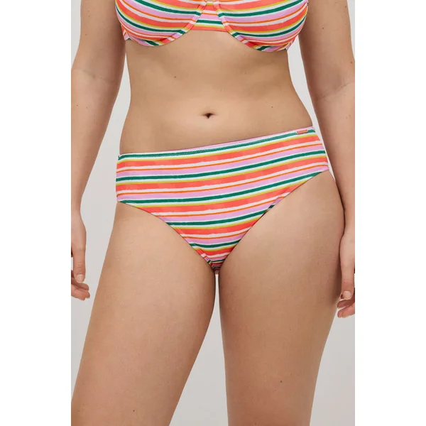 Bas de maillot de bain midi amincissant imprimé rayures micropiqué