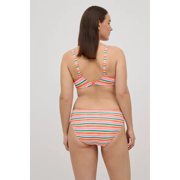 Bas de maillot de bain midi amincissant imprimé rayures micropiqué