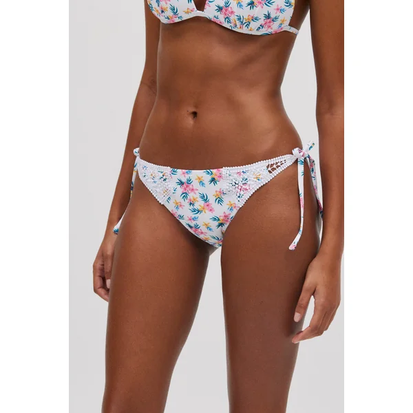 Bas de maillot de bain noué fleuri micropiqué