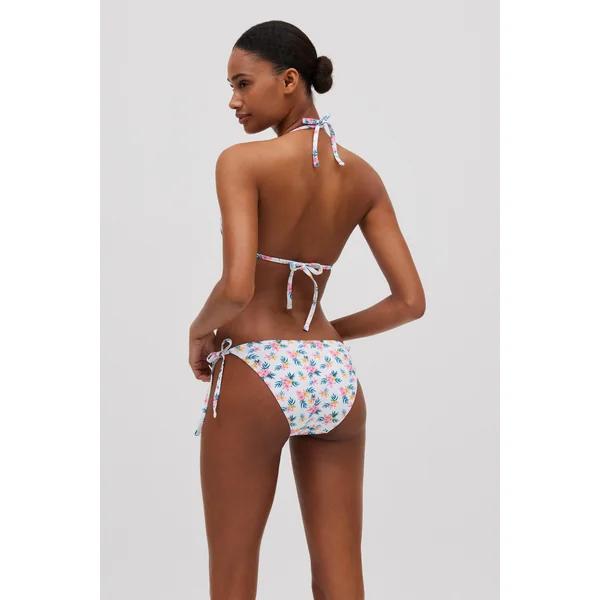 Bas de maillot de bain noué fleuri micropiqué
