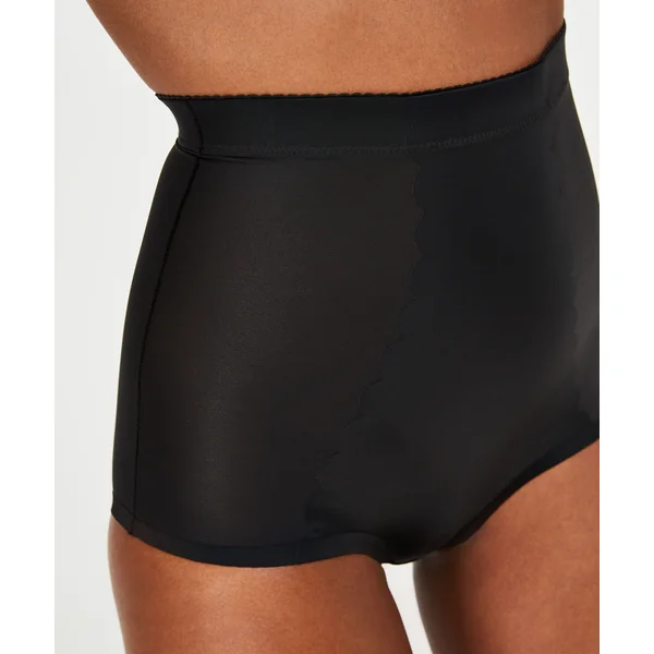 Bas taille haute avec gaine sculptante en dentelle festonnée - Level 3 - Noir