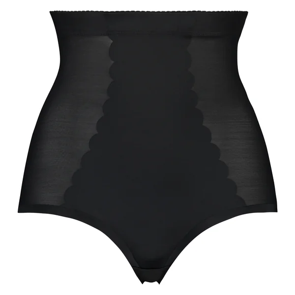 Bas taille haute avec gaine sculptante en dentelle festonnée - Level 3 - Noir