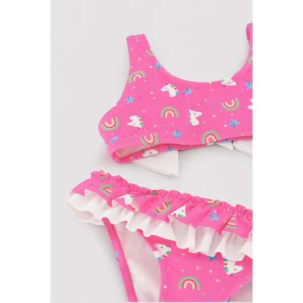 Bikini pour fille avec volants et nœuds, imprimé licorne
