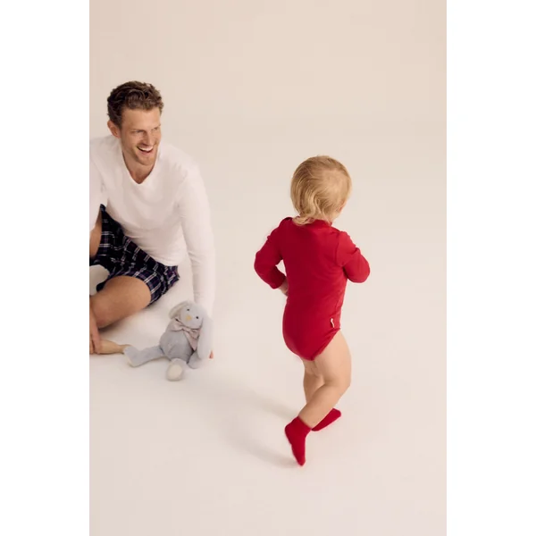 Body bébé col roulé basique rouge