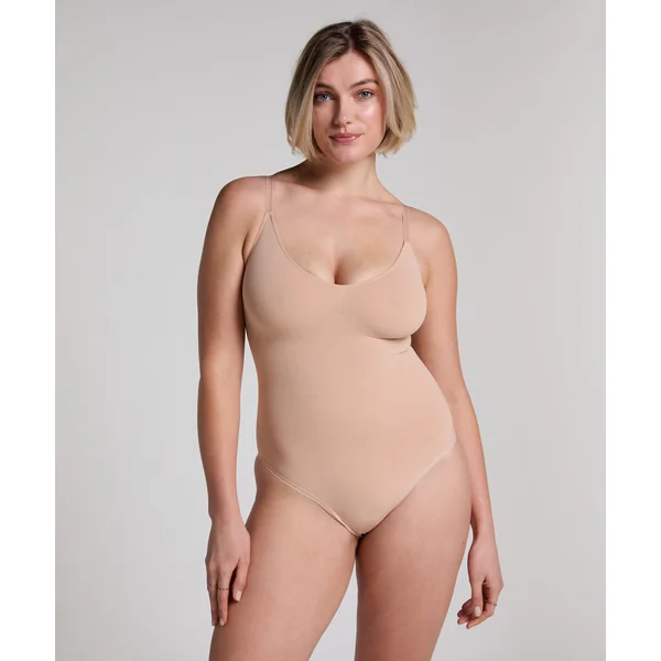 Body à jambe haute sans couture mise en forme - Beige
