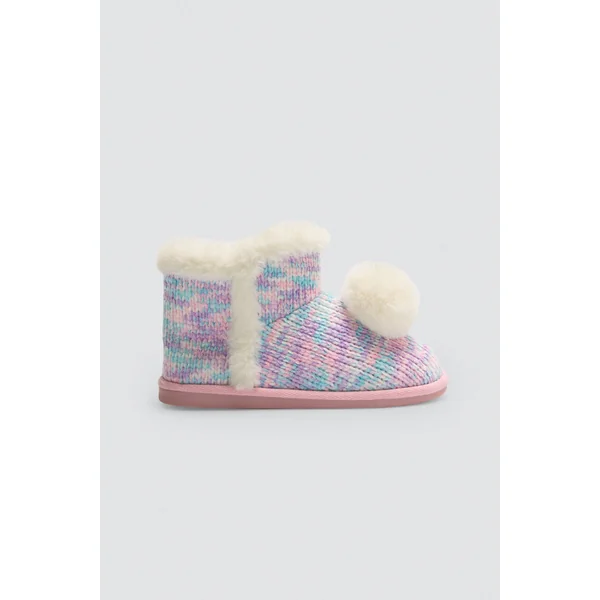 Bottines pour enfants avec détails en fourrure et pompons