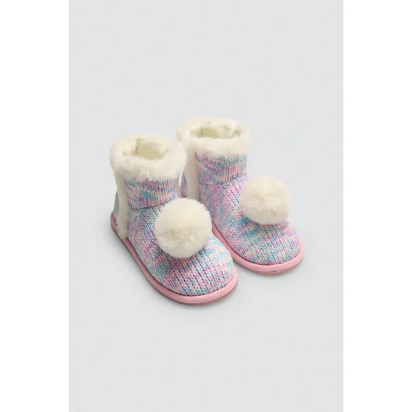 Bottines pour enfants avec détails en fourrure et pompons