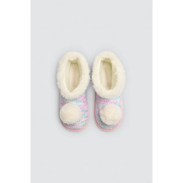Bottines pour enfants avec détails en fourrure et pompons