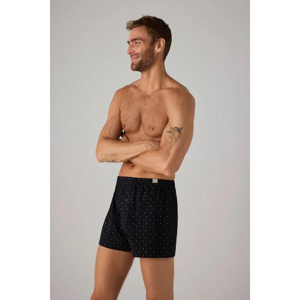 Boxer en maille imprimé noir avec ouverture