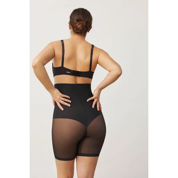 Ceinture réductrice abdominale haute tissu tulle compression moyenne noir