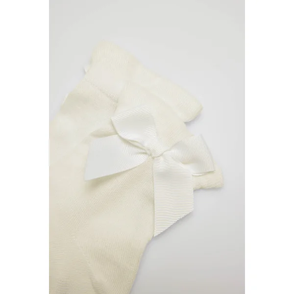 Chaussettes de cérémonie du noeud pour enfants en ivoire