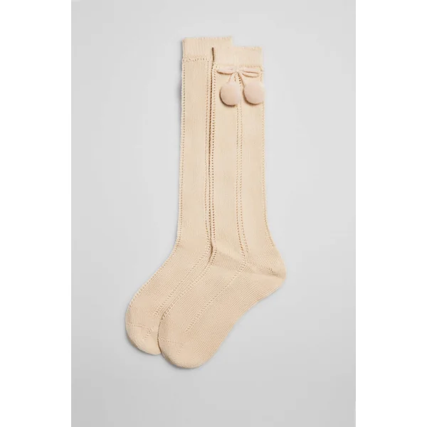 Chaussettes longues ajourées enfant beiges