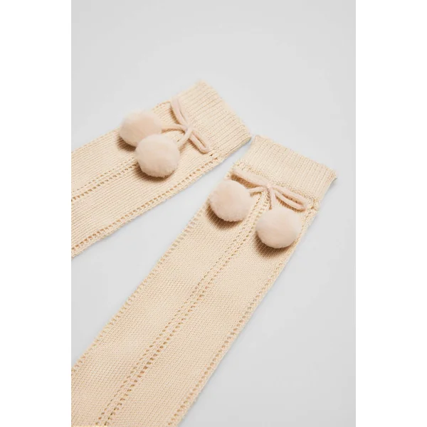 Chaussettes longues ajourées enfant beiges