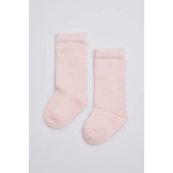 Chaussettes longues bébé basiques roses