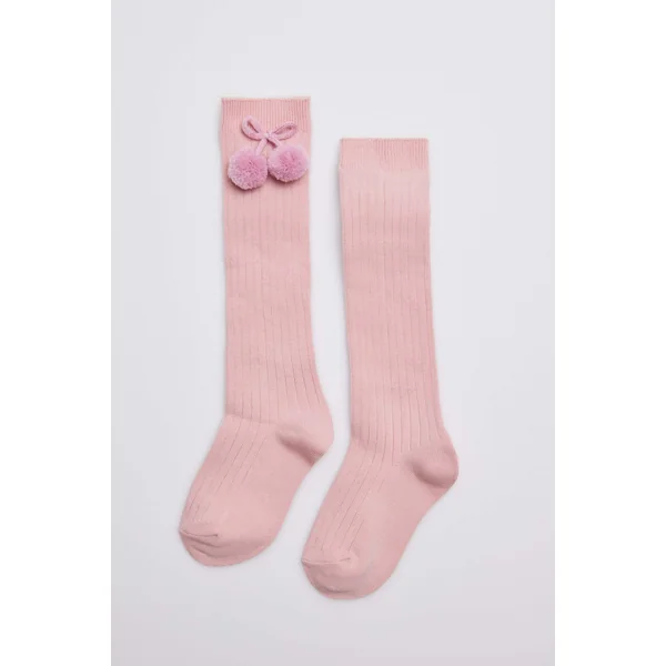 Chaussettes longues pompon pastel
