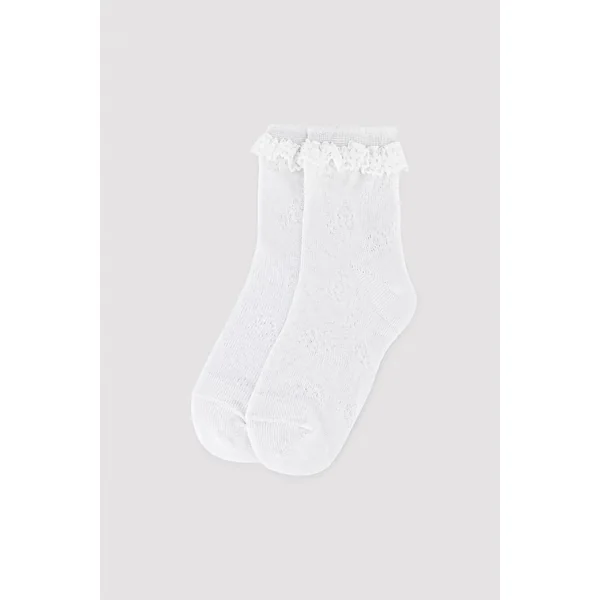 Chaussettes pour enfants avec détails en dentelle ajourée, blanches