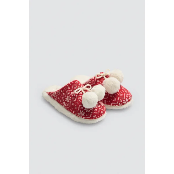Chaussons de Noël femme à pompons