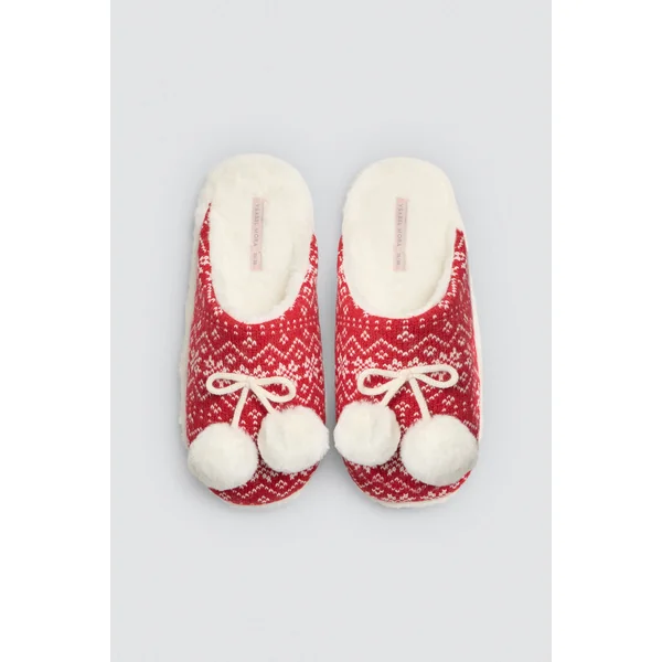 Chaussons de Noël femme à pompons