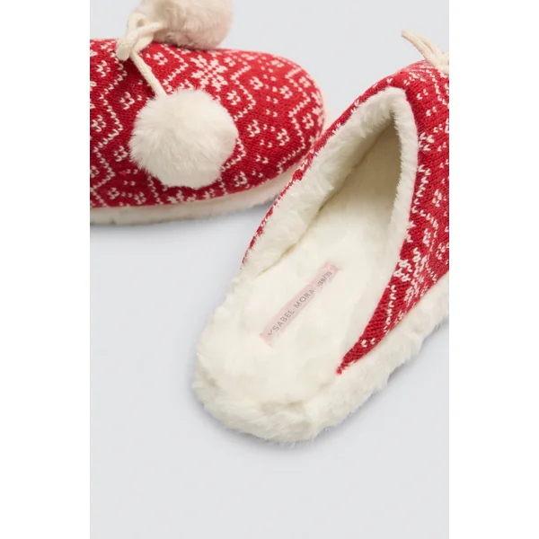 Chaussons de Noël femme à pompons