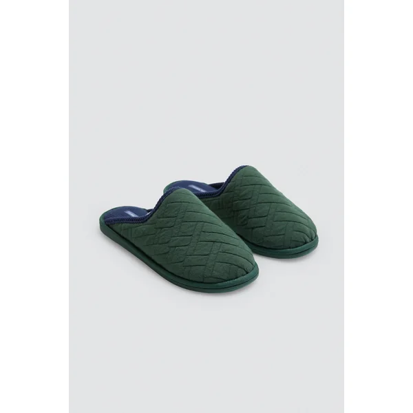 Chaussons en fourrure à imprimé ethnique vert