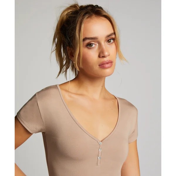 Chemise de nuit Henley - Beige