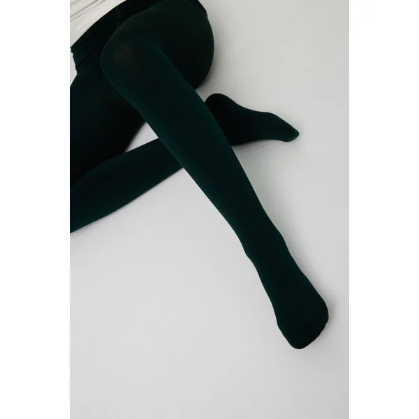 Collant thermique enfant 140 deniers vert bouteille