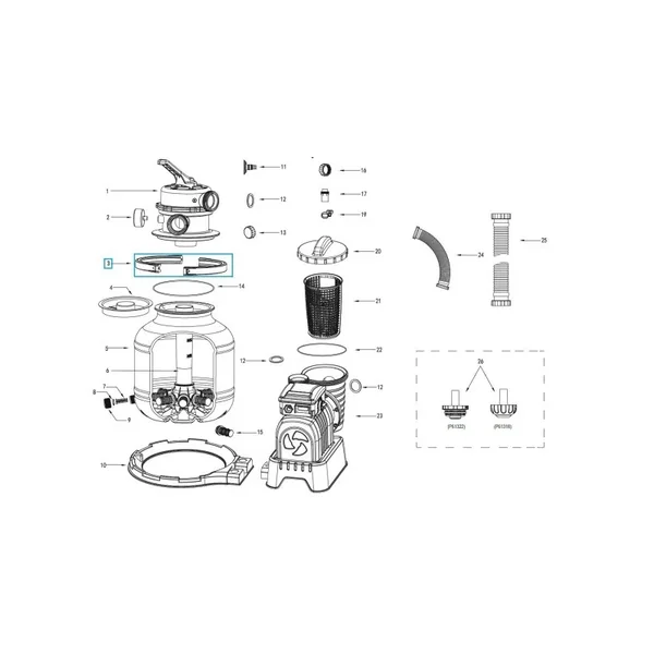 Collier de serrage (supérieur) pour filtre à sable Flowclear