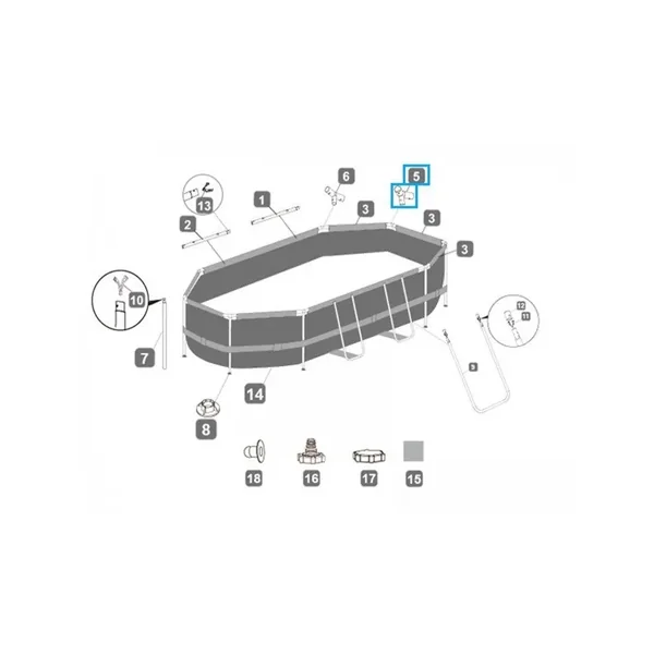 Connecteur T "E" pour piscinePower Steel Bestway 305 x 200 x 84 cm, ovale