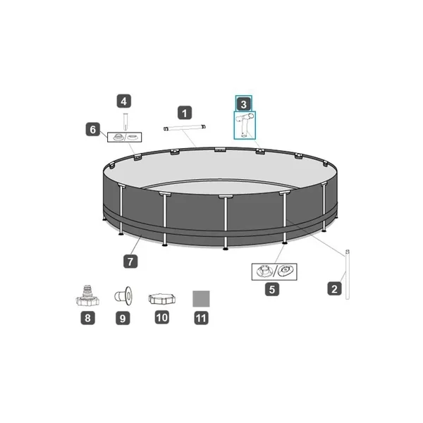 Connecteur T pour les piscines Steel Pro MAX Bestway 457 x 122 cm, rondes